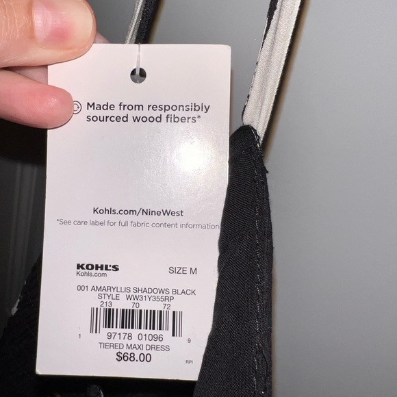 Women’s Nine West Tiered Black and White Patterned Maxi Dress - Picture 5 of 5